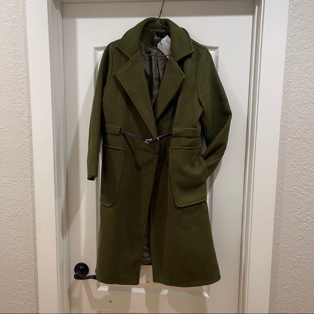 Long Wool Coat - Army Green